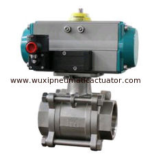 Ball valve with pneumatic rotary actuators double acting and spring return
